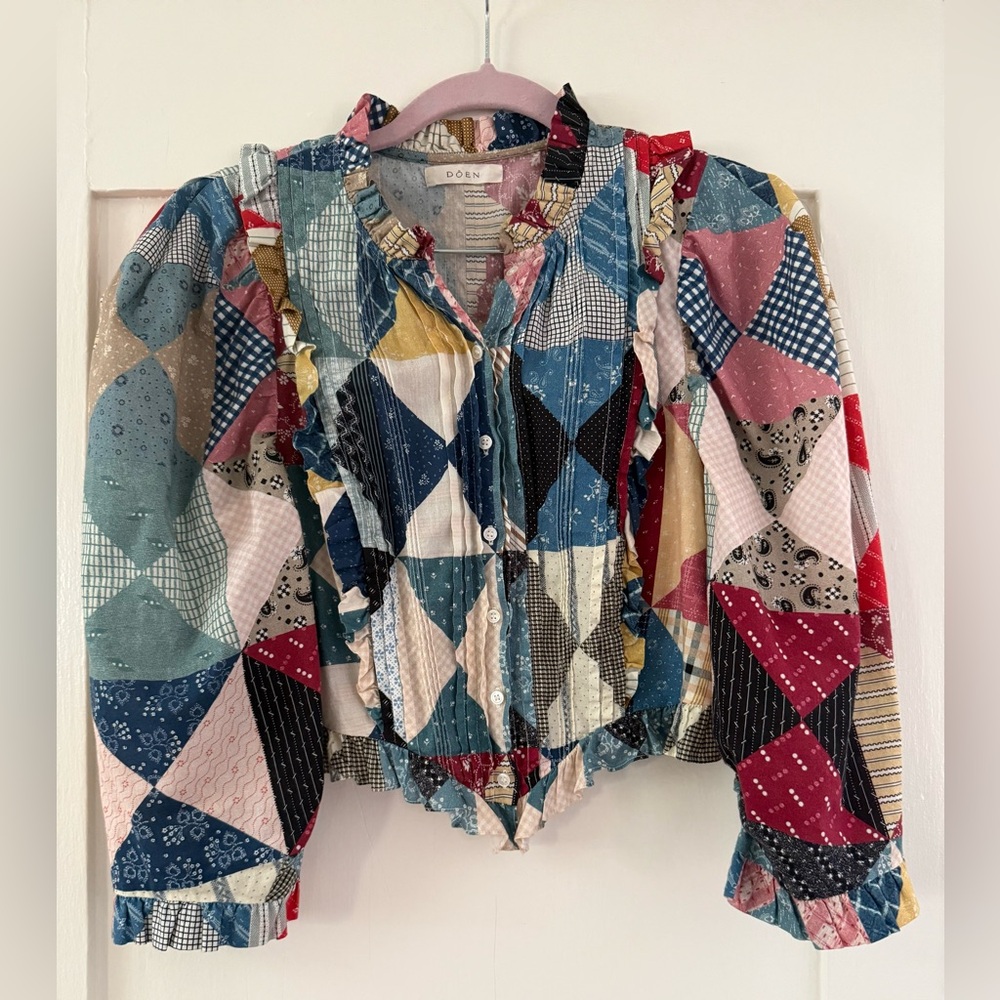 Doen Amadine Patchwork Print Top in size Small - Picture 2 of 4